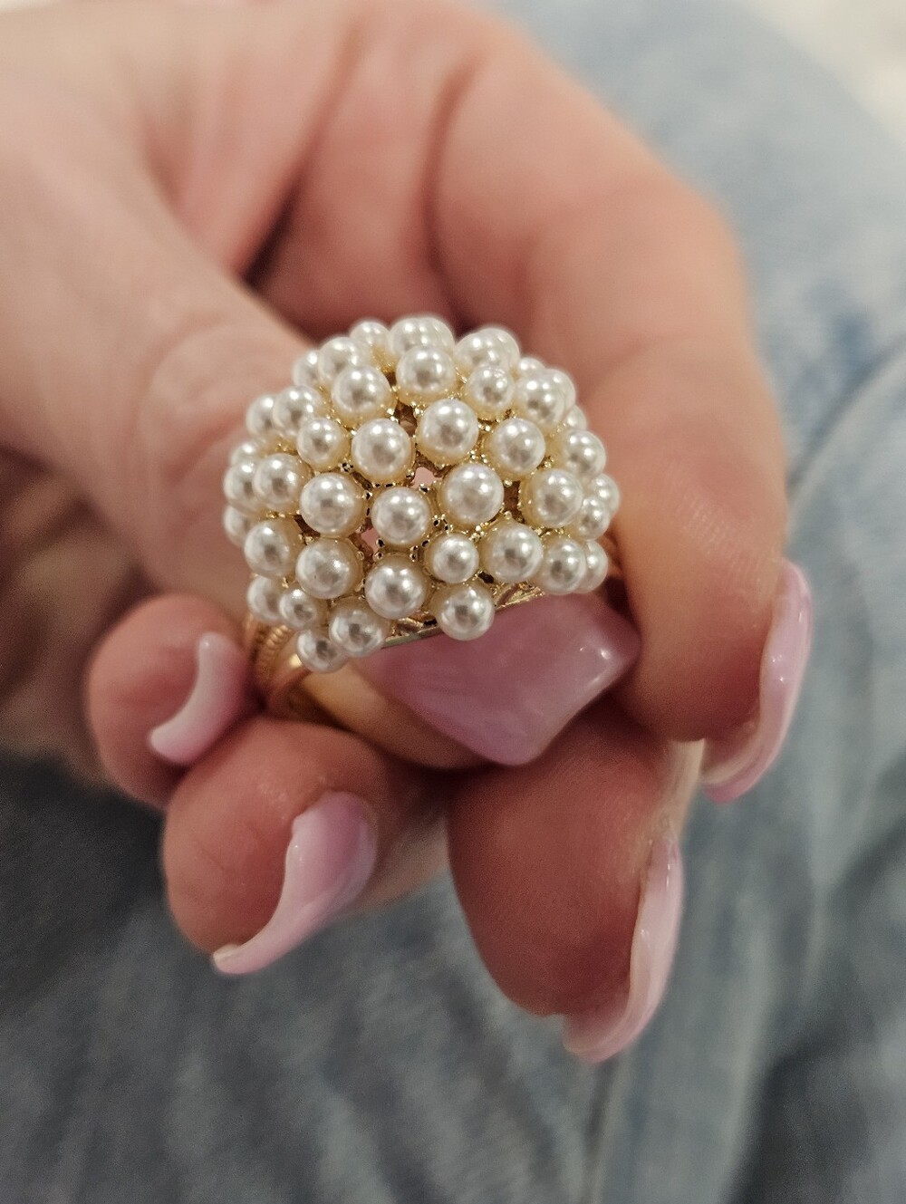 Cluster Pearl Statement Ring - White Pearls - Picture 6 of 16
